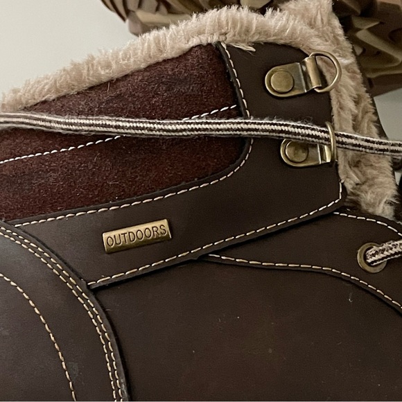 Quatchi Faux Fur Trim Lined Lace Up Winter Boots Brown Size 41 - Picture 7 of 14